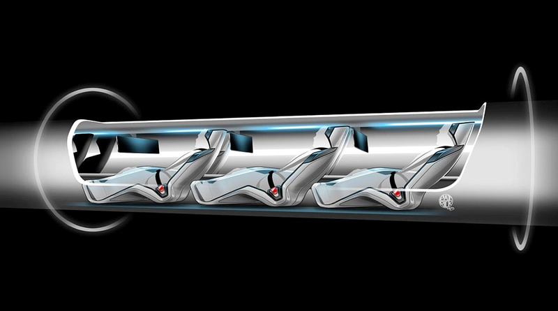 Design for a Hyperloop pod unveiled by Elon Musk in 2013